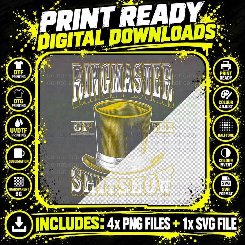 Ringmaster of the Shitshow Funny Shit Show Circus Staff Png SVG Digital Bundle