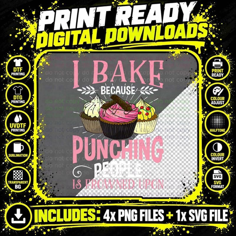 Rude Cupcake Bakery Humor Baking Joke T-Shirt Png SVG Digital Bundle