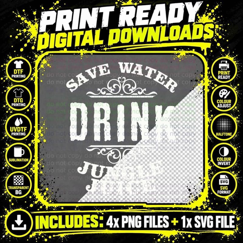 Save Water Drink Jungle Juice Funny Drinking T-Shirt Png SVG Digital Bundle