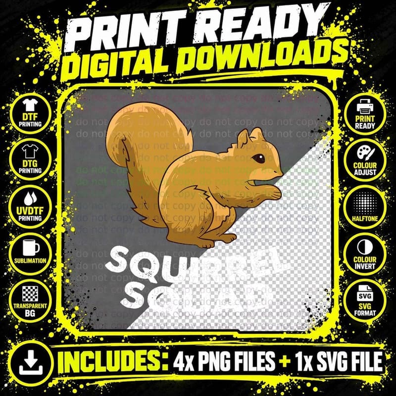 Squirrel Squad Team Squirrel Funny Squirrel Lover T-Shirt Png SVG Digital Bundle