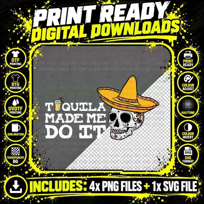 Tequila Made Me Do It Shirt Funny Drinking Drunk Gift Png SVG Digital Bundle