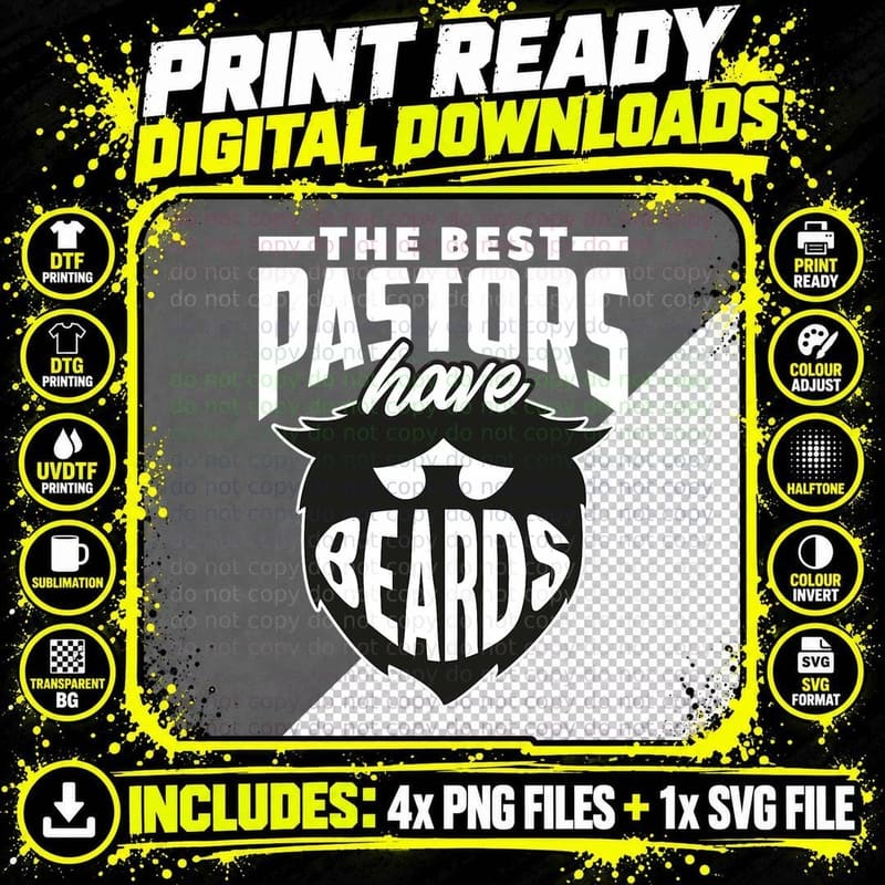 The Best Pastors Have Beards Funny Minister Clergy Png SVG Digital Bundle