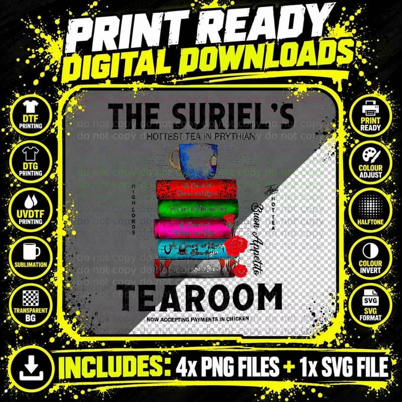The Suriel's Hottest Tea in Prythian Tearoom Payments Png SVG Digital Bundle