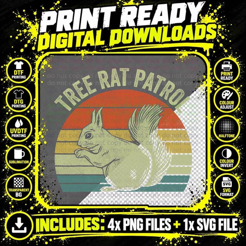 Tree Rat Patrol Squirrel Hunting Shirts Png SVG Digital Bundle