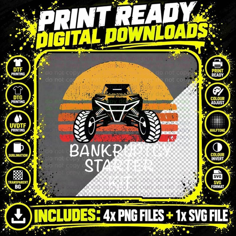 UTV SXS ATV FUNNY SIDE BY SIDE BK Starter KIT T-Shirt Png SVG Digital Bundle