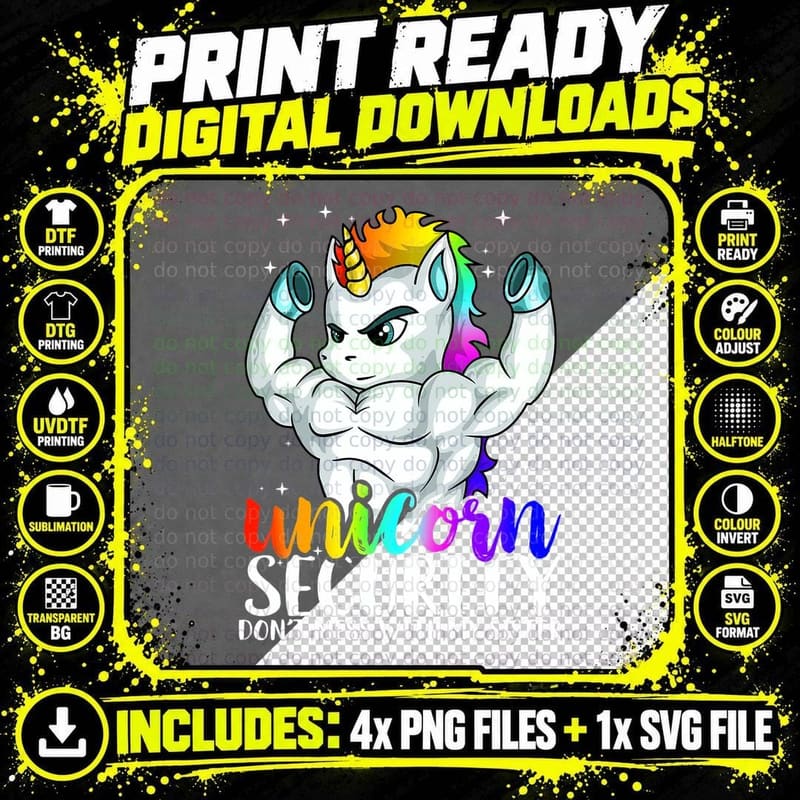 Unicorn Security Don't Mess with My Sister Funny Brother Png SVG Digital Bundle