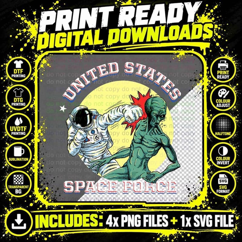 United States Space Force - Funny Space Lover & UFO Png SVG Digital Bundle