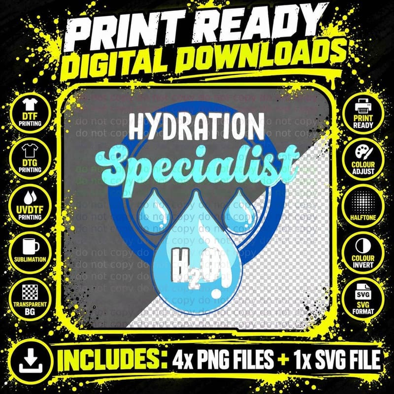 Water Hydrate H2o Water Drinker Funny Hydration Png SVG Digital Bundle