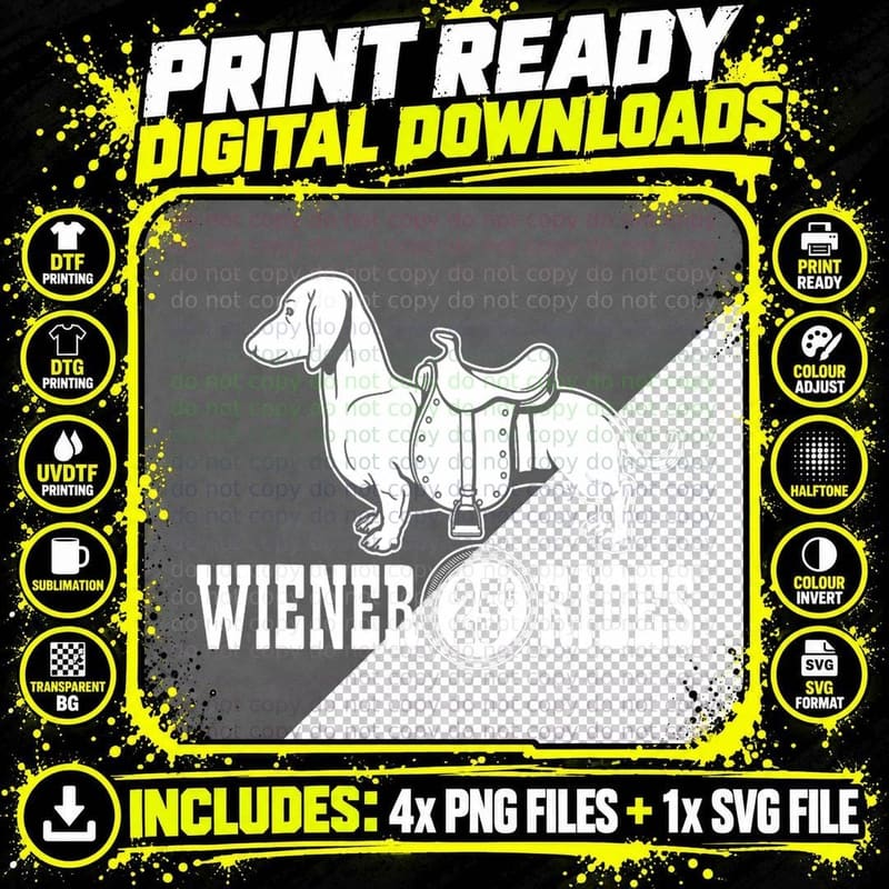 Weiner Rides Funny Dachshund T- Shirt Png SVG Digital Bundle
