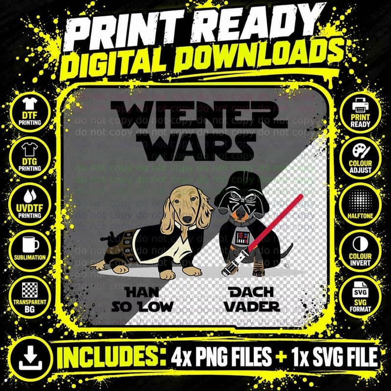 Wiener Wars Funny Dachshund T-Shirt Png SVG Digital Bundle