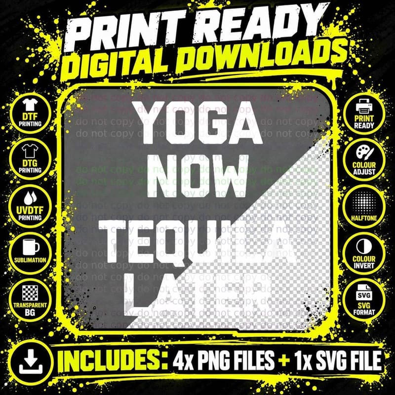 Yoga Now, Tequila Later T-Shirt Funny Saying T-Shirt Png SVG Digital Bundle