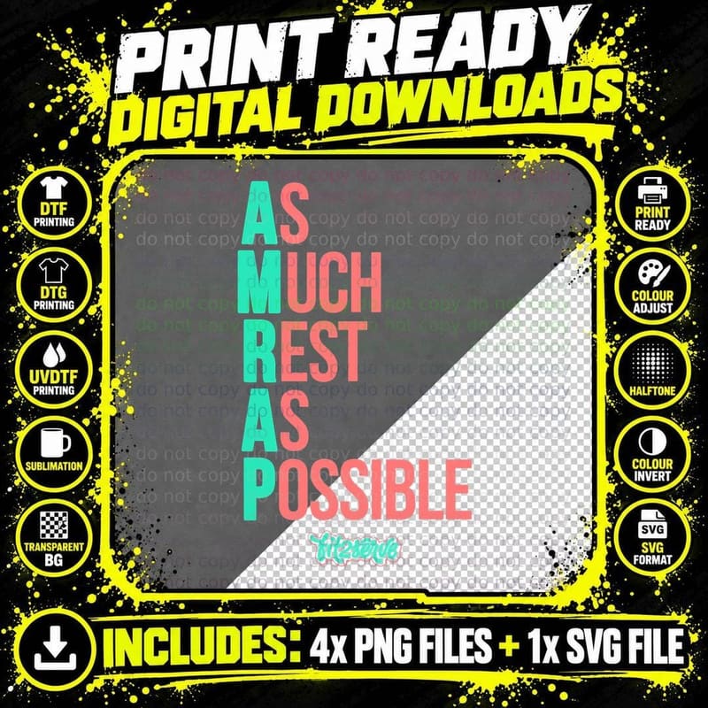 As Much Rest as Possible AMRAP Funny Fit2serve T-Shirt Png SVG Digital Bundle