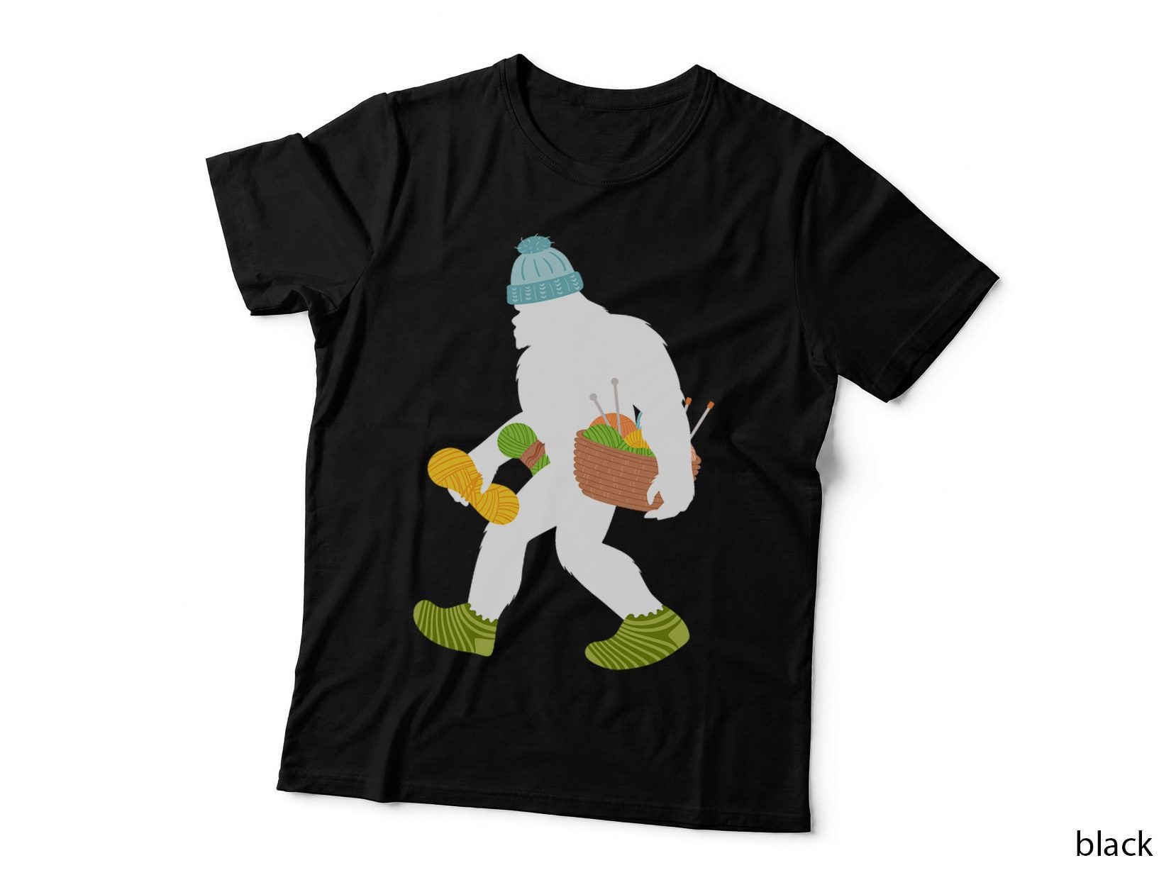 Bigfoot Knitting Lover Funny I'd Rather Be Knitting Knitter T-Shirt