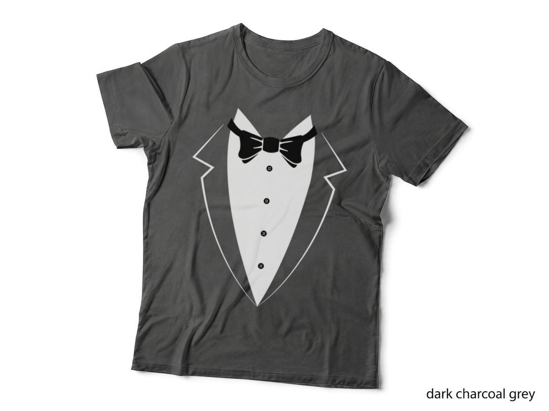 Black and White Tuxedo Bow Tie Funny Costume Novelty T Shirt