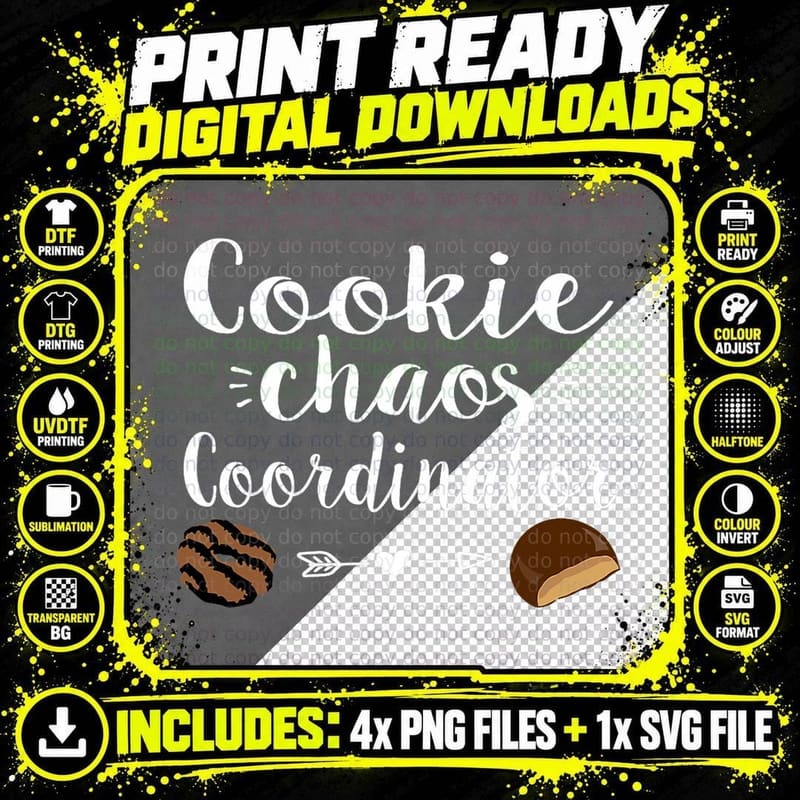 Cookie Chaos Coordinator - Funny Cookie Sales T-Shirt Png SVG Digital Bundle