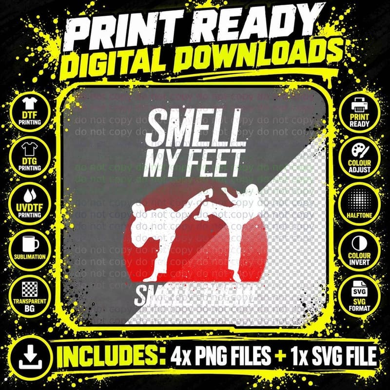 Cool Karate Gift for Boys Girls Funny Smell My Feet Png SVG Digital Bundle