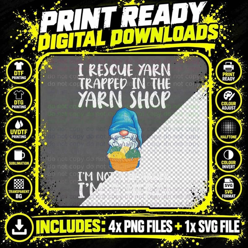 Cool Knitting Gnome with Funny Chrismas Yarn for Women Png SVG Digital Bundle