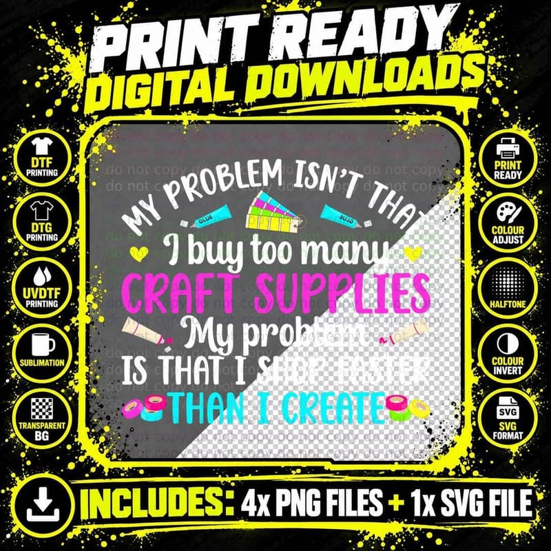 Craft Supplies Crafter Funny Crafting Png SVG Digital Bundle