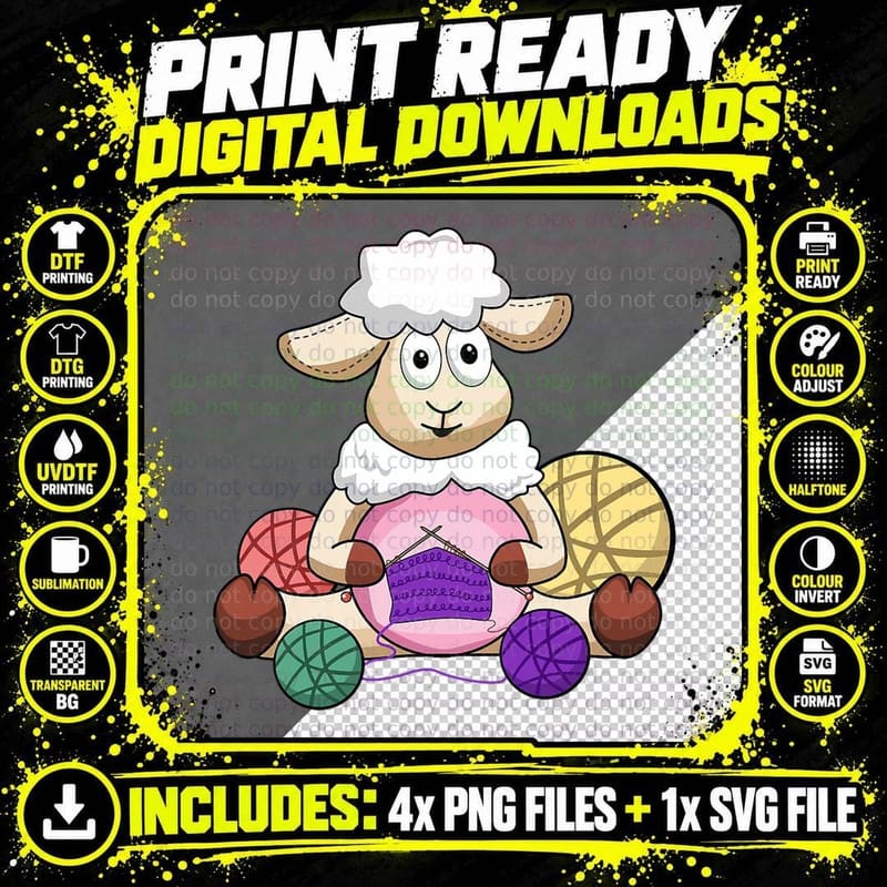 Crochet Sheep Is Funny for Knitting Png SVG Digital Bundle