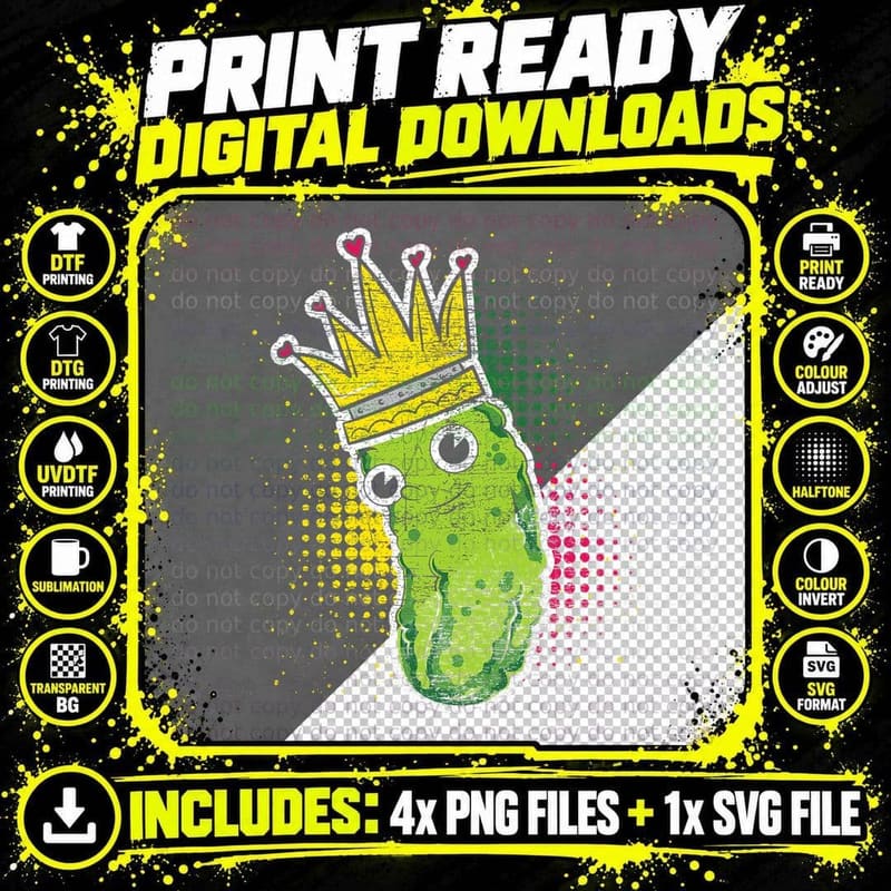 Crown Cucumber Funny Pickle T-Shirt Png SVG Digital Bundle