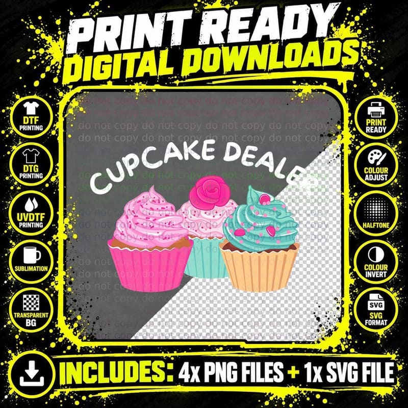 Cupcake Dealer - Funny Cupcake Baker Pastry Baking Gift Png SVG Digital Bundle