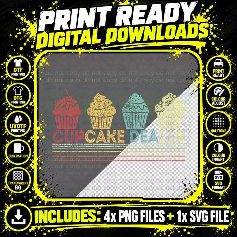 Cupcake Dealer Funny Cupcake Baking Cupcake Lover Retro Png SVG Digital Bundle