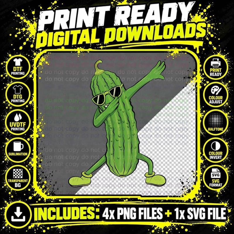Dabbing Pickle Dancing Cucumber Lover Funny Shirt Gifts Png SVG Digital Bundle