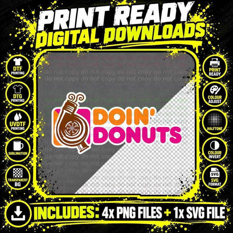 Doin' Donuts Funny Car Enthusiast Automotive T-Shirt Png SVG Digital Bundle