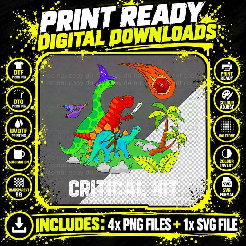 Double Damage Critical Tshirt, Funny Dragons T-Shirt Png SVG Digital Bundle
