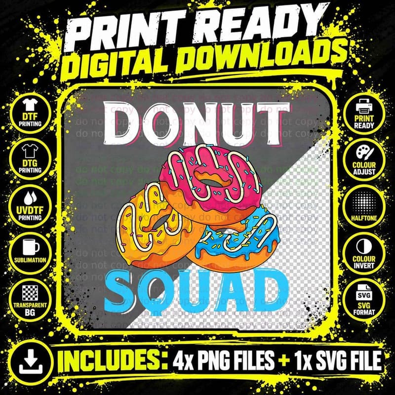 Doughnuts Donut Squad Sweets Food Snacks Funny Donuts Png SVG Digital Bundle