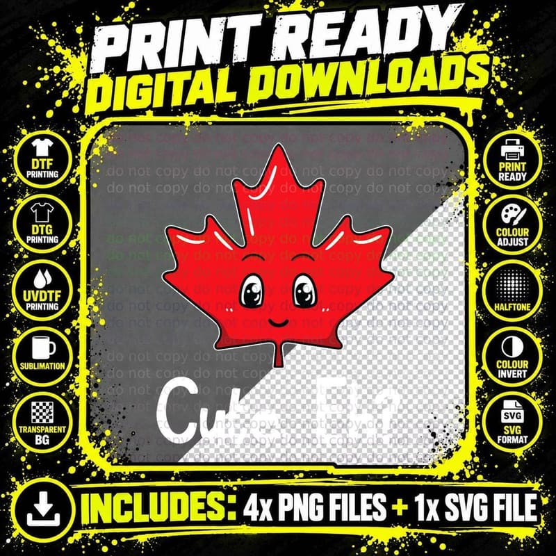 Eh Canadian Flag Maple Leaf Funny Canada Souvenir Png SVG Digital Bundle