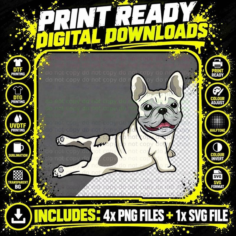 French Bulldog Yoga Tee Frenchie Namaste Men Funny Gift Png SVG Digital Bundle