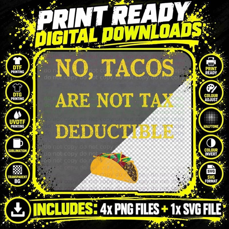 Funny Accountant Tacos CPA Tax Lawyer T-Shirt Png SVG Digital Bundle