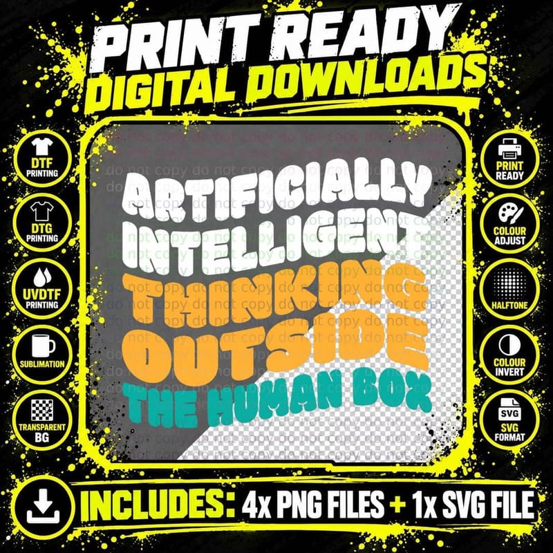 Funny Artificial Intelligence Gift Ai Humor T-Shirt Png SVG Digital Bundle