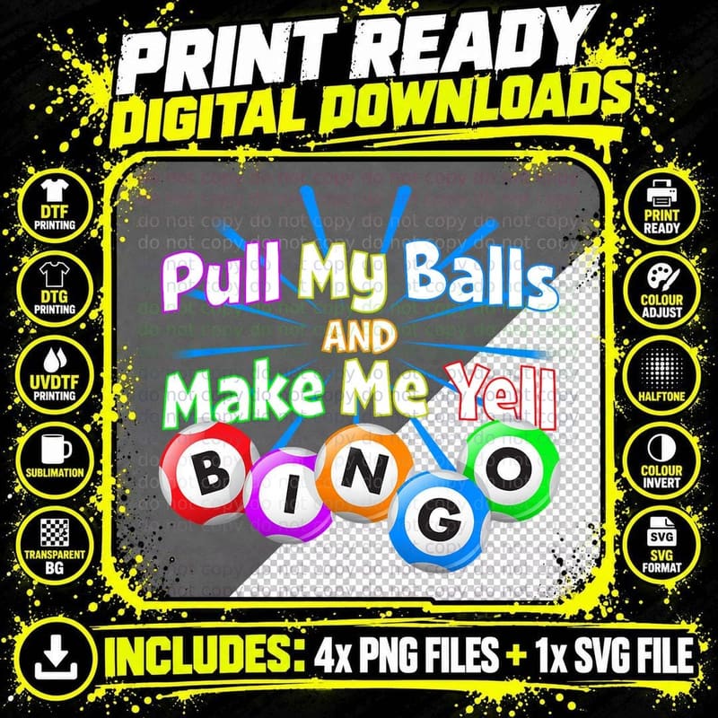Funny Bingo King - Make Me Yell Bingo T-Shirt Png SVG Digital Bundle