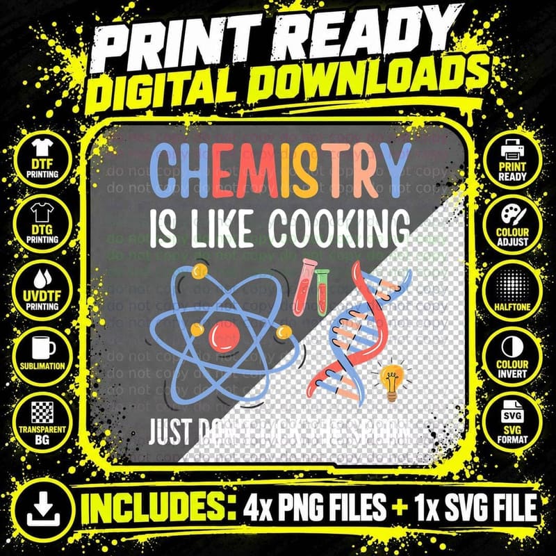 Funny Chemist Gifts Chemistry Is Like Cooking Science Png SVG Digital Bundle