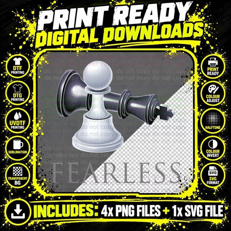 Funny Chess - Fearless, Chess Player Smart Gift T-Shirt Png SVG Digital Bundle