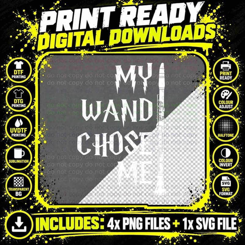 Funny Clarinet Shirt for Clarinet Players - My Wand Png SVG Digital Bundle