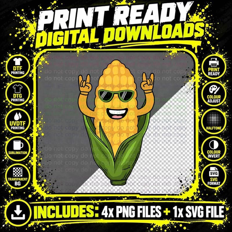 Funny Corn Design for Men Women Sweet Corn on the Cob Png SVG Digital Bundle