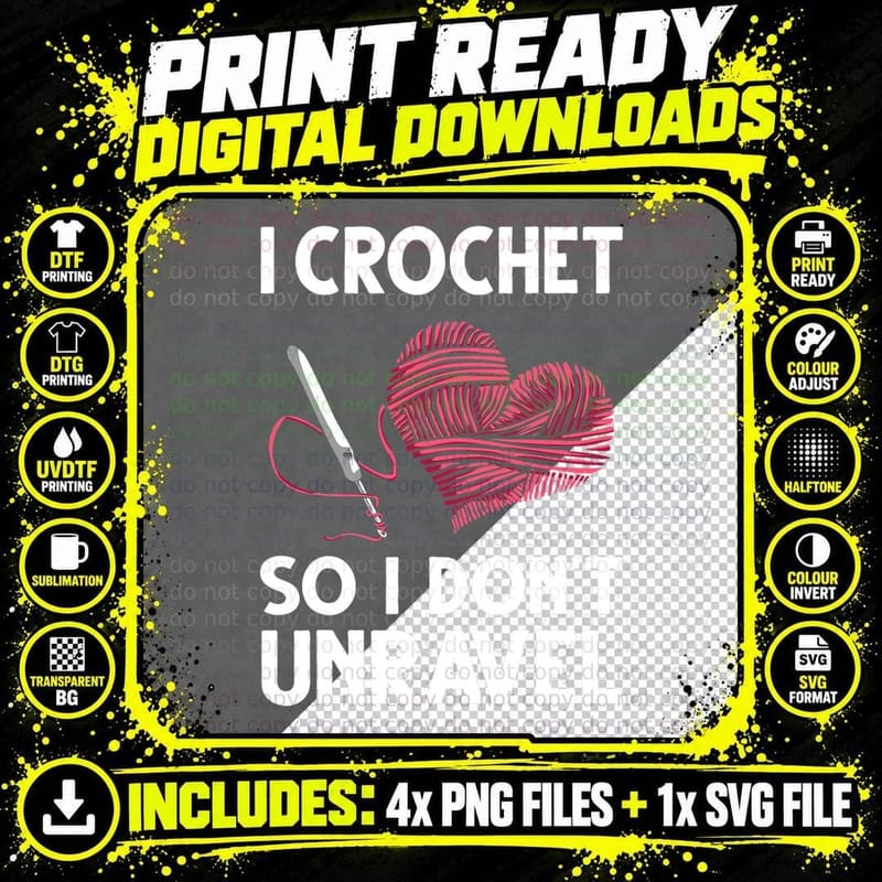Funny Crochet Crocheting Gift for Women Crocheter Png SVG Digital Bundle