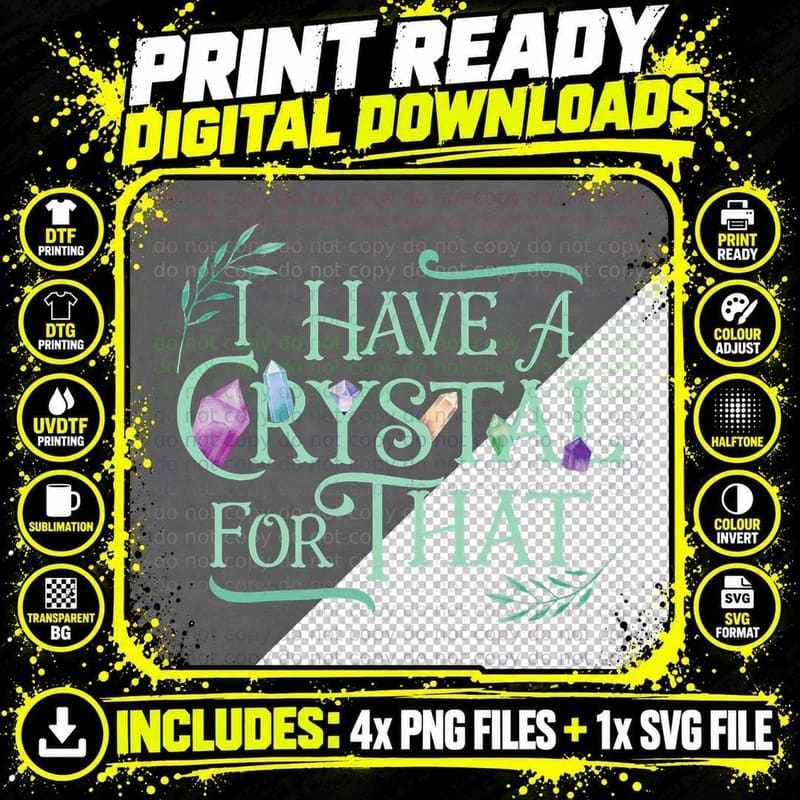 Funny Crystals Witchy Quote Chakras Energy Healing Png SVG Digital Bundle