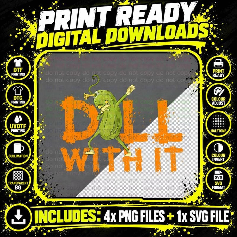 Funny Dabbing Pickle Dill with It Cucumber Lover Pickle Png SVG Digital Bundle