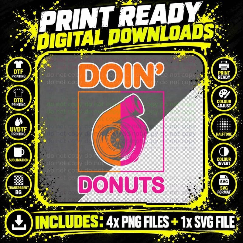 Funny Doin' Donuts Design for Car and Donuts Lovers Png SVG Digital Bundle