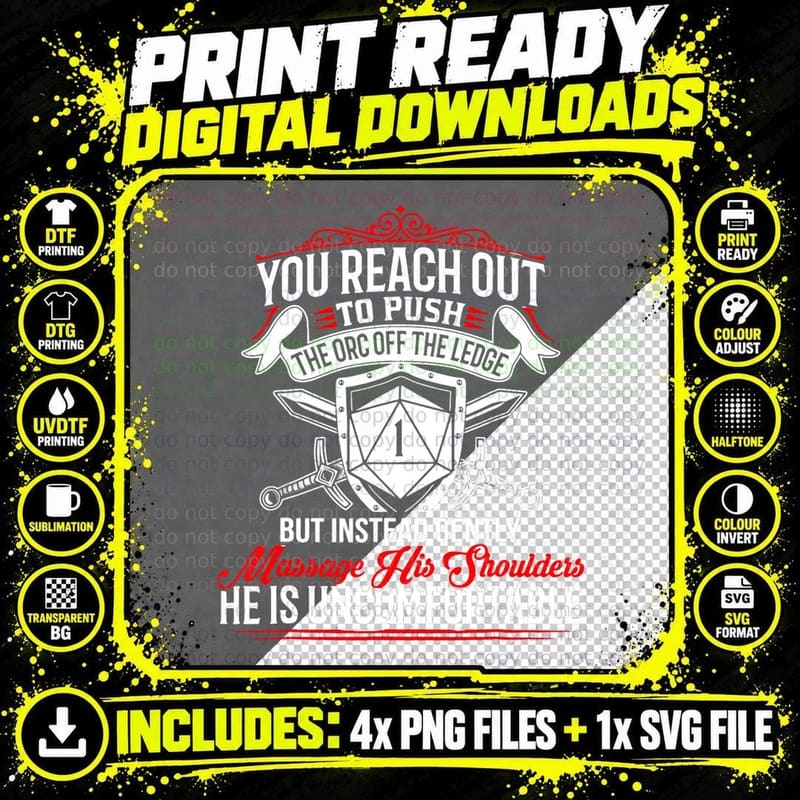 Funny Dungeons Shirt, Push Orc Shirt, Massage Orc T-Shirt Png SVG Digital Bundle