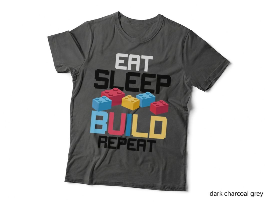Funny Eat Sleep Build Gift Men Women Cool Blocks Building T-Shirt