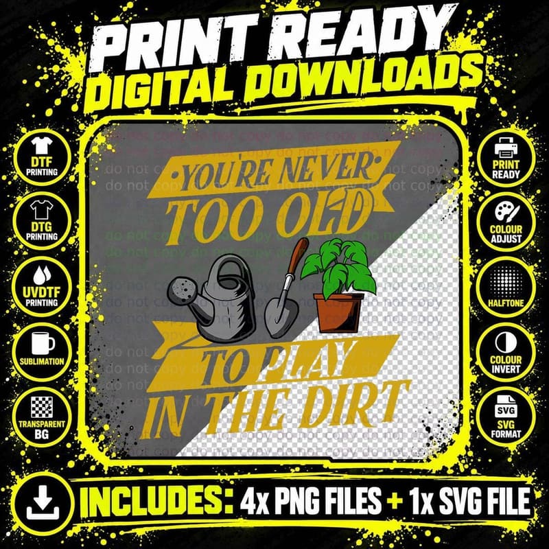 Funny Gardening Old People - Flower Gardener T-Shirt Png SVG Digital Bundle