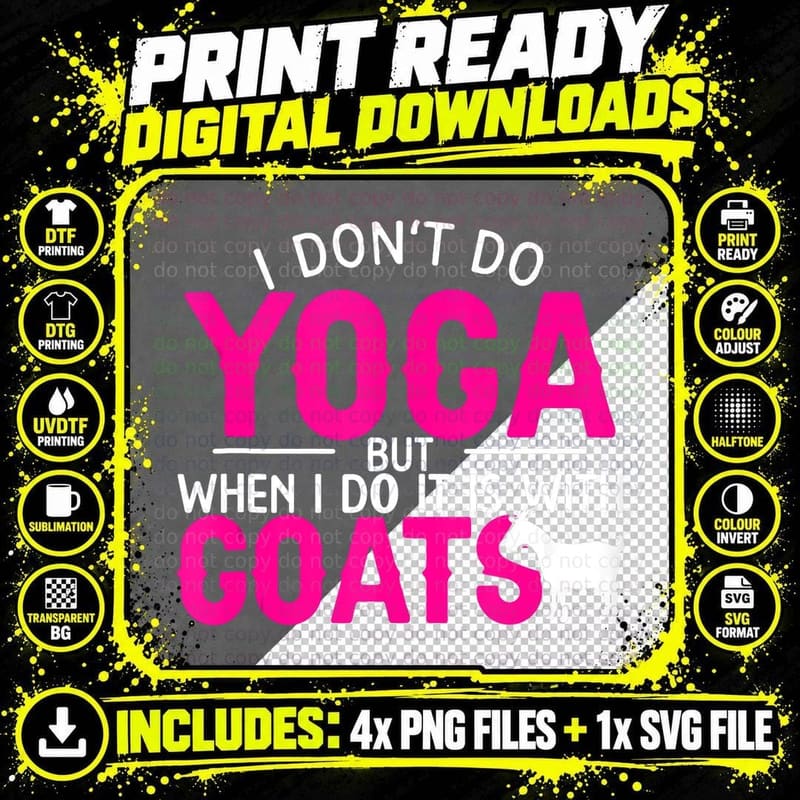 Funny Goat Yoga Shirt for Yoga and Goat Lovers T-Shirt Png SVG Digital Bundle