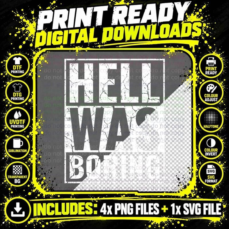 Funny Gothic Occult Satan Hell Was Boring T-Shirt Png SVG Digital Bundle