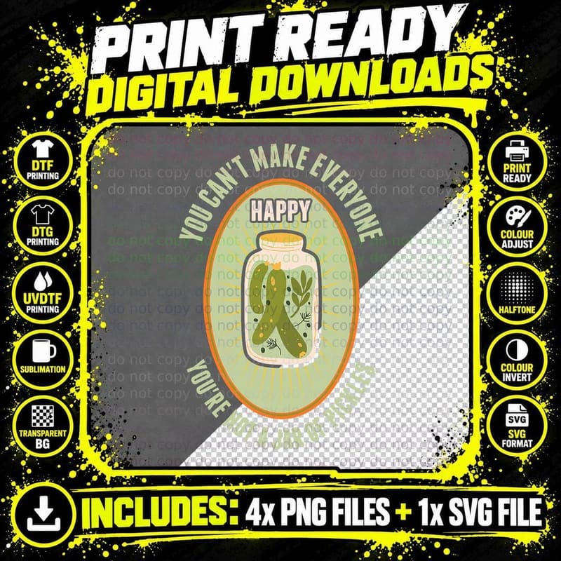 Funny Green Canned Pickles Lovers Dill Pickle Squad Png SVG Digital Bundle