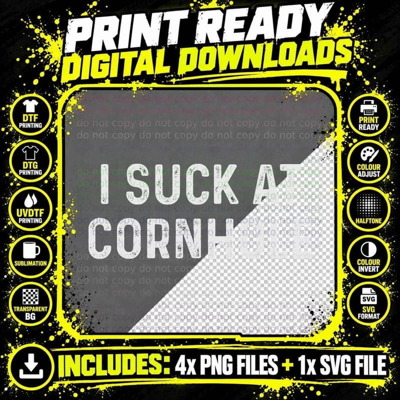Funny I Suck at Cornhole Bean Bag Toss Game Gift Men Png SVG Digital Bundle